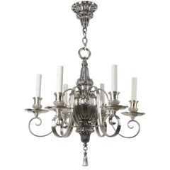 A six arm silverplate chandelier