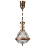 Antique A prismatic glass pendant with copper fittings