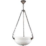 A cast glass inverted dome chandelier