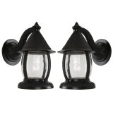A pair of blackened brass exterior lanterns