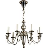 An Edwardian period nine arm Sheffield silverplate chandelier