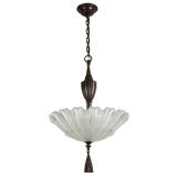 A scalloped glass inverted dome chandelier by E. F. Caldwell