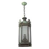 Vintage Bronze verdigris Art Deco lantern