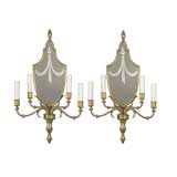 Antique A pair of mirrorback four-arm sconces