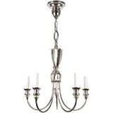 A five arm silverplated brass chandelier