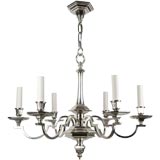 A six-arm silverplated chandelier