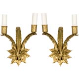 Vintage A pair of gilded two arm sconces
