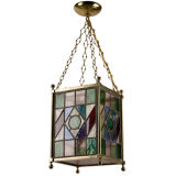 Antique A leaded glass square lantern fixture
