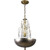 A nickelplate and crystal inverted dome chandelier