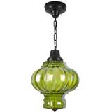 Circa 1950 An irridescent green glass pendant