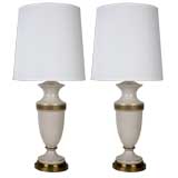 Vintage A pair of cream colored ceramic table lamps