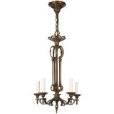 Antique A five light brass chandelier