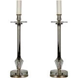 A pair of small crystal table lamps