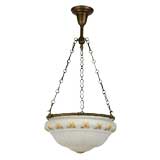 Antique A hand painted glass dome chandelier