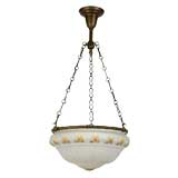 A hand painted glass dome chandelier