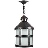 Antique A large cylindrical patinated iron lantern