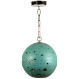 A turquoise ceramic globe pendant