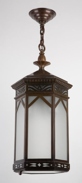 A bronze hexagonal lantern