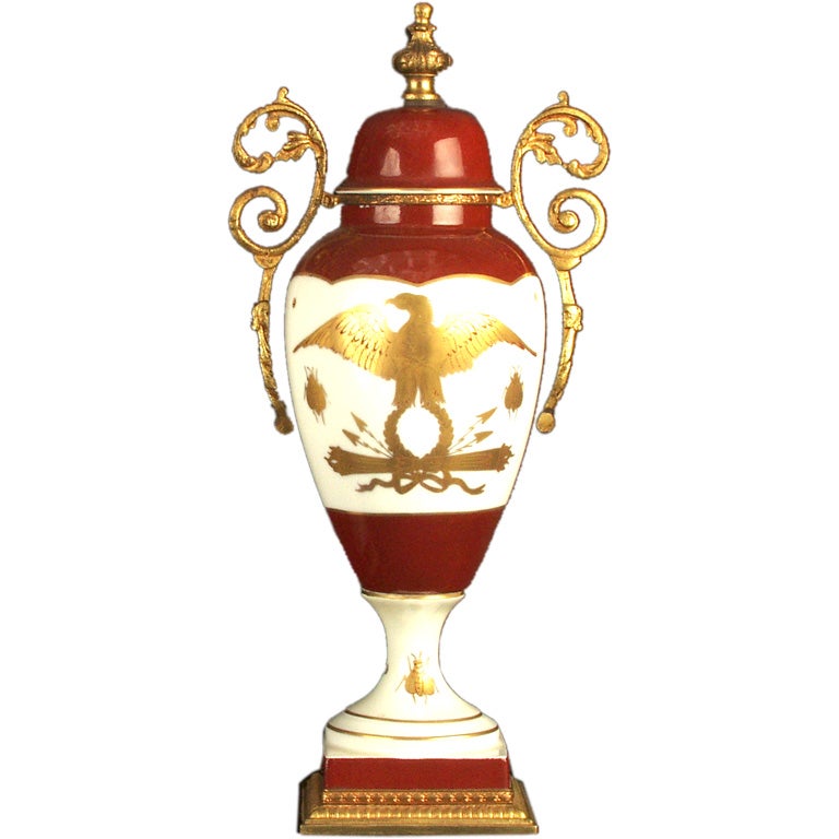A ceramic and bronze vase