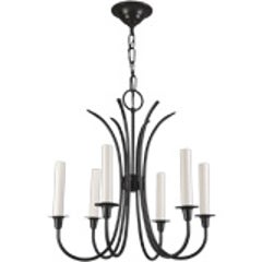 Blackened steel six-light chandelier 2