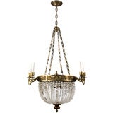 Antique Louis XVI style bronze and crystal chandelier