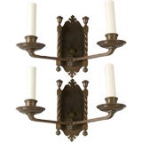 A pair of English Best and Lloyd two-arm sconces