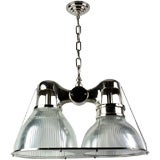 Vintage A double-light holophane pendant fixture
