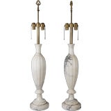 A pair of alabaster table lights A pair of alabaster table lights