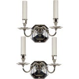 A pair of silverplate octagonal E. F. Caldwell sconces
