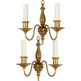 A pair of gilt two-arm sconces
