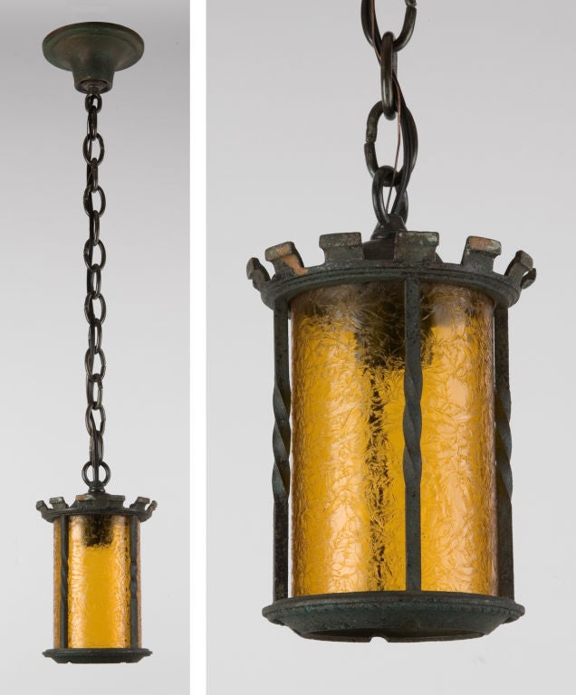 An amber glass lantern