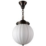 Ribbed opaline glass pendant