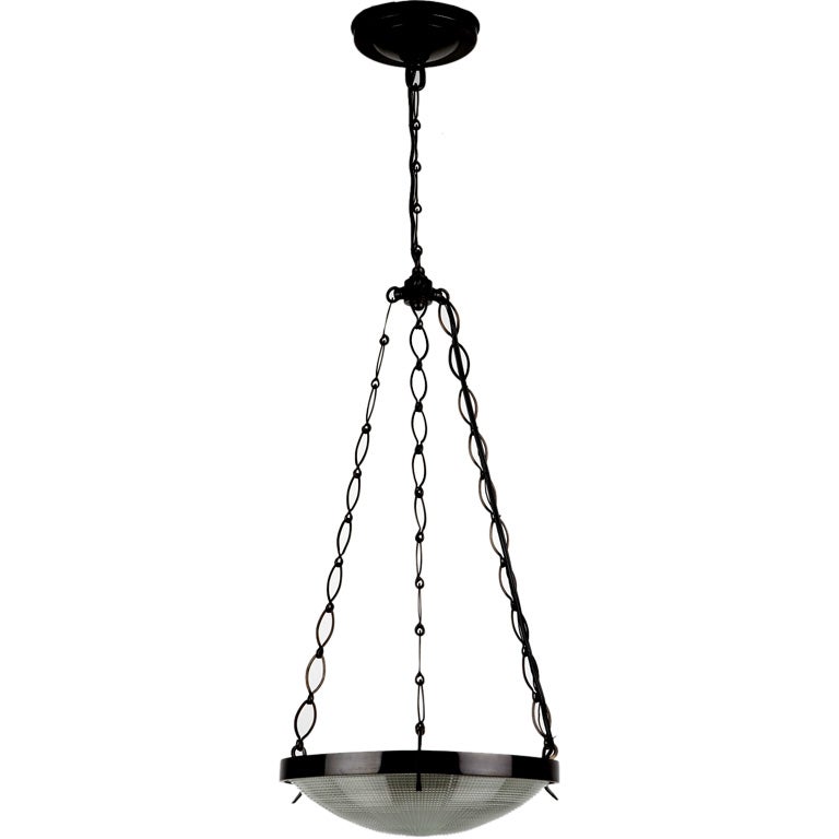 A holophane inverted dome chandelier