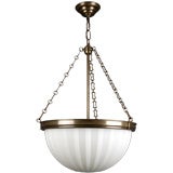 A cast opaline glass inverted dome chandelier
