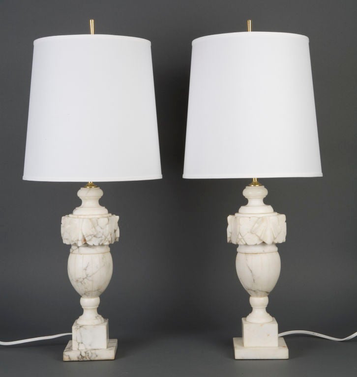 A pair of alabaster table lamps at 1stDibs