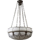 Used A large bent and leaded art glass dome chandlier