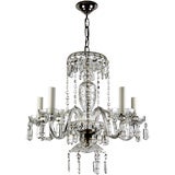 A five arm crystal chandelier