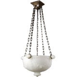 Antique Cast glass and brass dome chandelier
