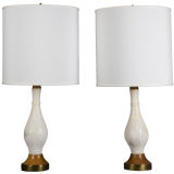 A pair of alabaster lamps