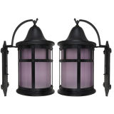 Antique A pair of large cylindrical exterior wall lanterns