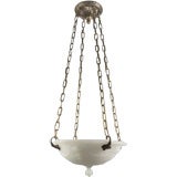 A large cast opaline glass dome chandelier