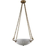A cast opaline dome chandelier with bronze mounts