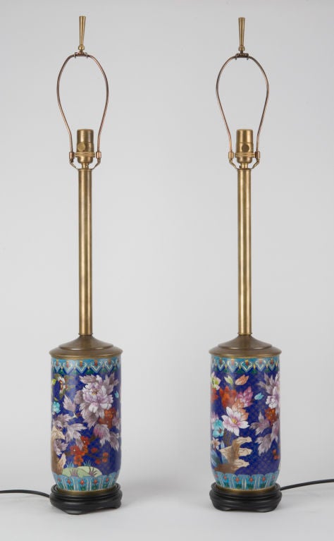A pair of cloisonne table lamps