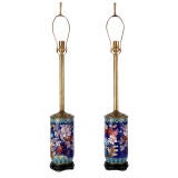 A pair of cloisonne table lamps