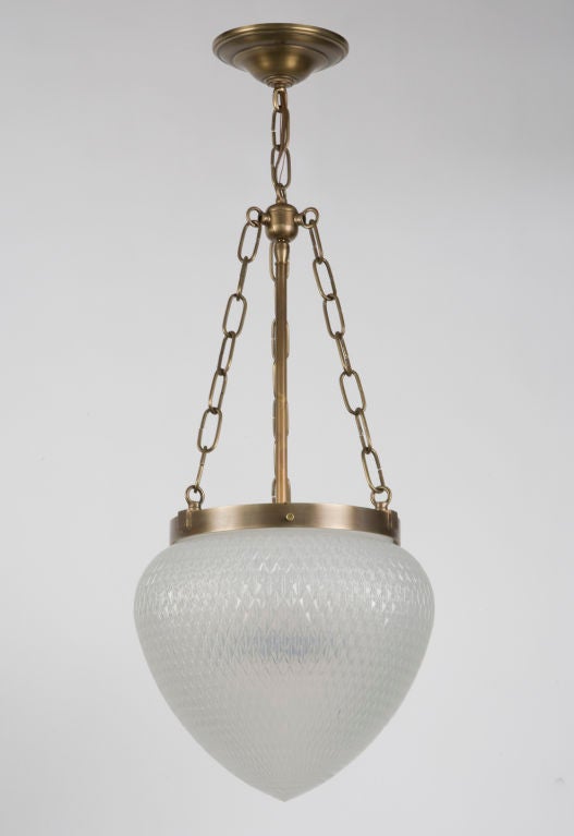 Antique holophane globe inverted dome chandelier