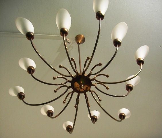 Brass and Glass 12 Lights Chandelier