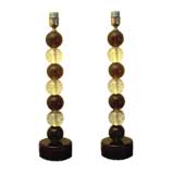 Vintage Pair of Prune and Transparent Spheres Table Lamps