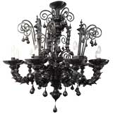 Black "Ca
 Rezzonico" Murano Chandelier