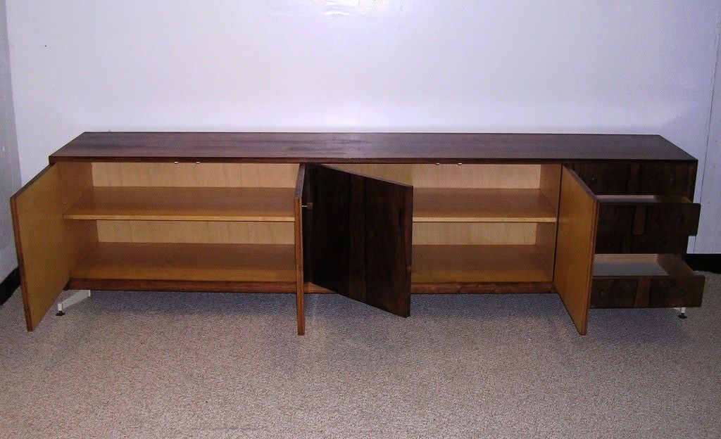 Wood Long and Low Danish Sideboard For Sale