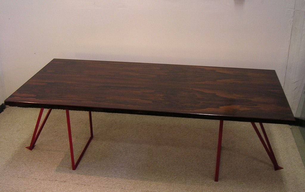 Unusual Red Base Rosewood Table